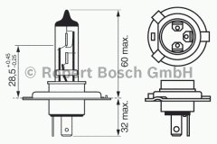 Лампа автомобильная Bosch 1987302041 H4 12V упаковка для сервиса для HYUNDAI i20 (PB, PBT) 1.1 CRDi 2012-2015, код двигателя D3FA, V см3 1120, кВт 55, л.с. 75, Дизель, Bosch 1987302041